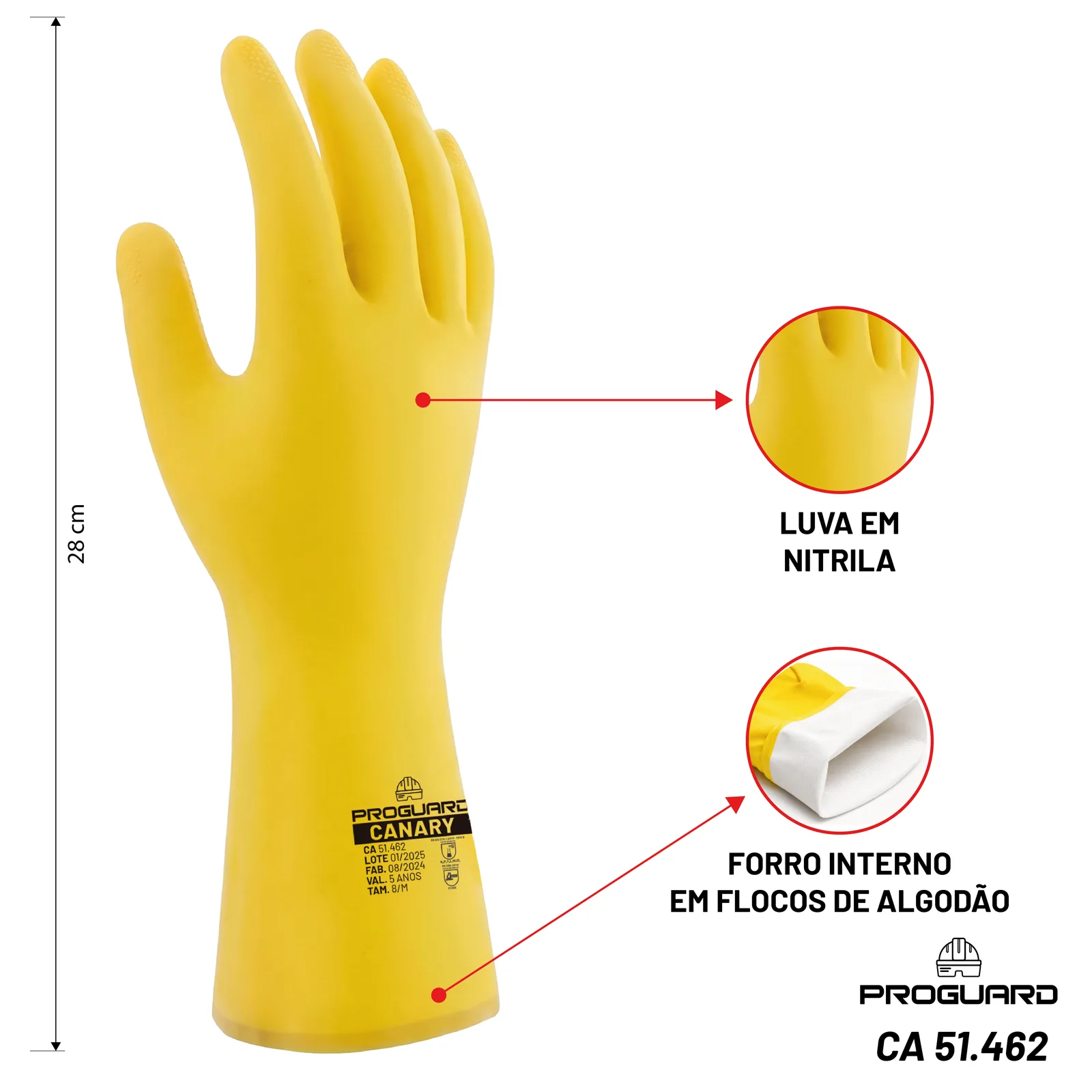 PROGUARD - Luva Látex CANARY - Vista Frontal